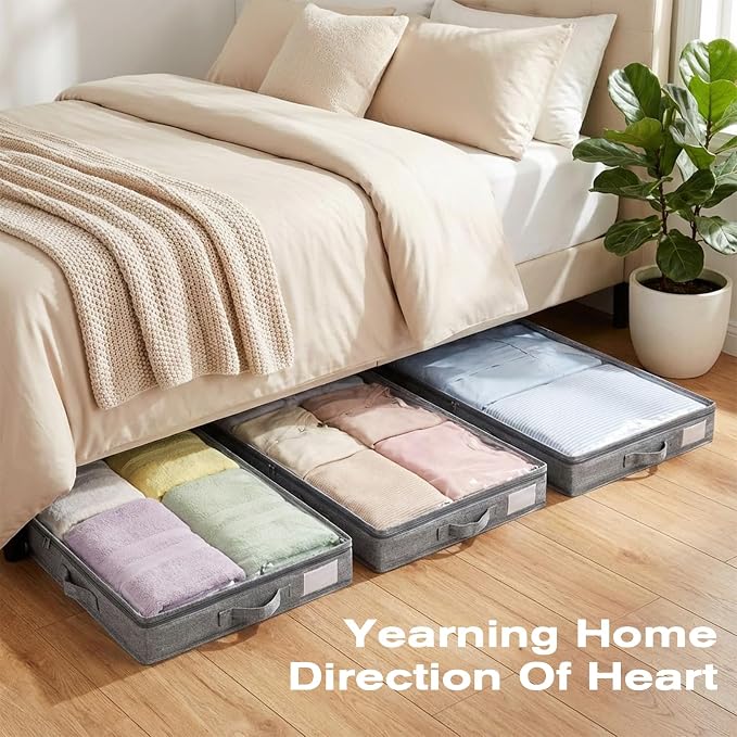 4 Pack Under Bed Storage, Below 4 Inches Underbed Storage Containers Low - Image 5