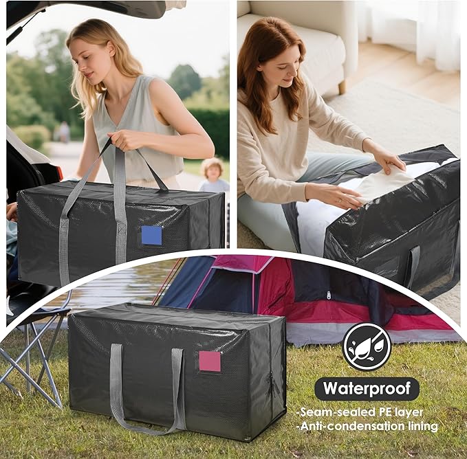 6 Pack Moving Bags with Full-Open Side Zipper, Extra Large 93L Heavy Duty - Image 8