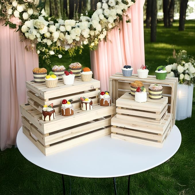 Wooden Crates, Unfinished Set of 5 Large Wood Crates - Image 4