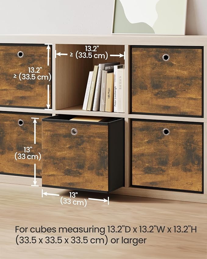 SONGMICS Storage Cubes, Foldable Fabric Storage Bins, Rustic Brown, URFB133B01 - Image 3