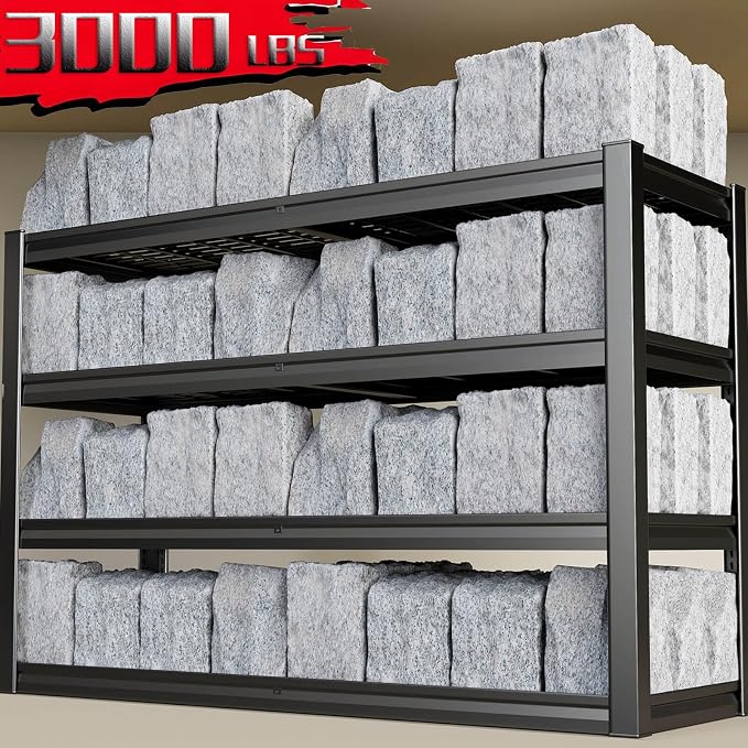 68" Wide Heavy Duty Garage Shelving Units, 4-Tier Deep Storage Shelves - Image 4