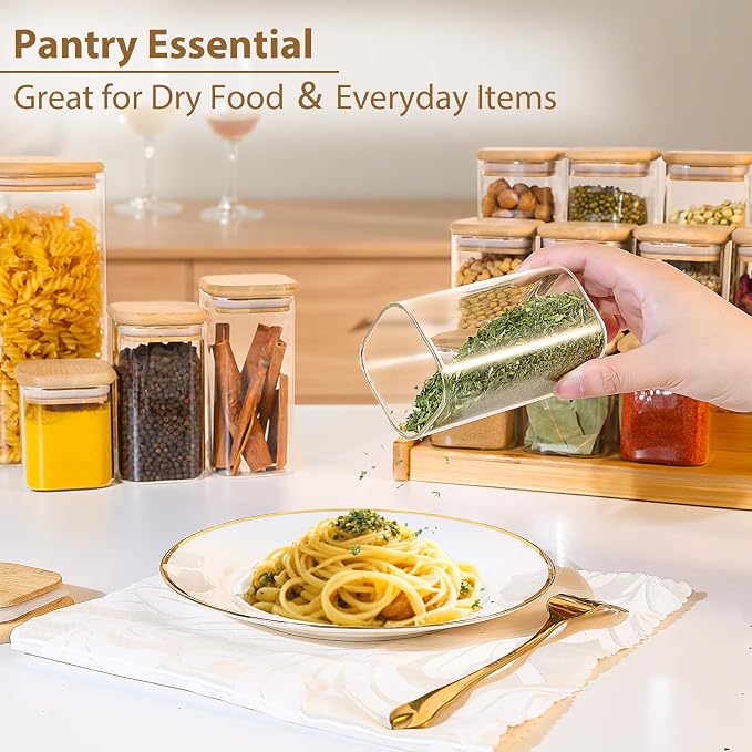 TBWIND 20 Pack 8 oz Square Glass Spice Jars - Image 4