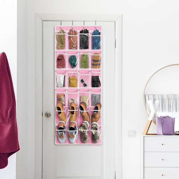 Simple Houseware 24 Pockets Large Clear Pockets Over The Door Hanging Shoe - Image 8