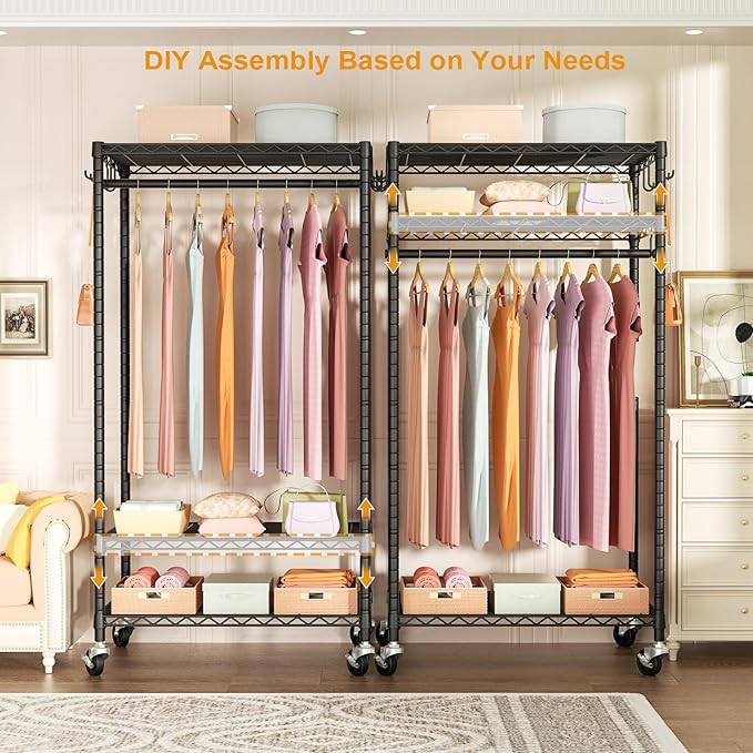 FUTASSI P6 Rolling Clothes Rack Heavy Duty, Clothing Racks - Image 4