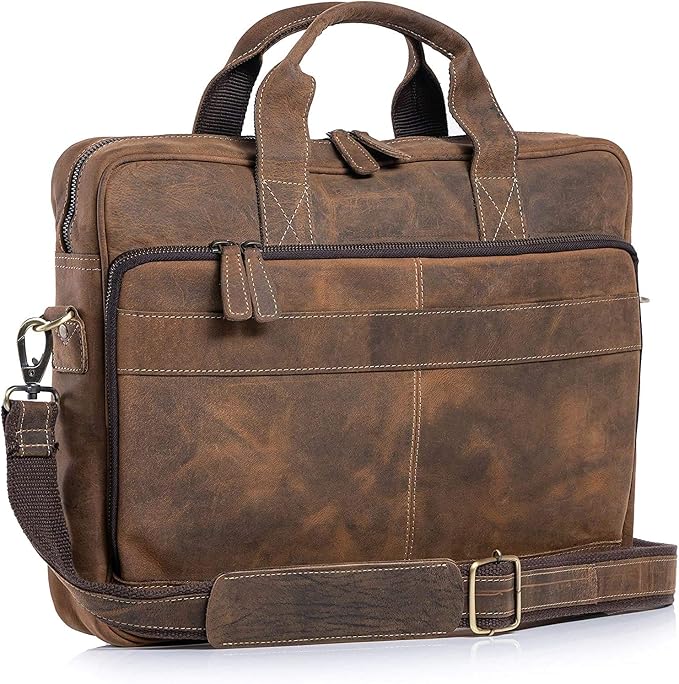 Leather briefcase 18 Inch Laptop Messenger Bags by KomalsPassionLeather