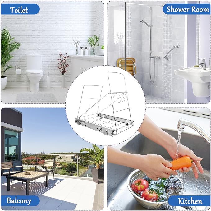 VILLCASE Adjustable Stainless Steel Pull Out Slide-out Shelf - Image 4