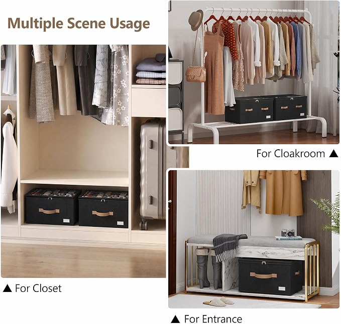 Shoe Organizer for Closet, 2 Pack Shoe Storage Bins Foldable Shoe Storage Box - Image 7