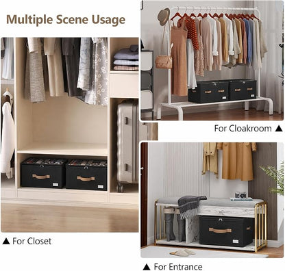Shoe Organizer for Closet, 2 Pack Shoe Storage Bins Foldable Shoe Storage Box - Image 7