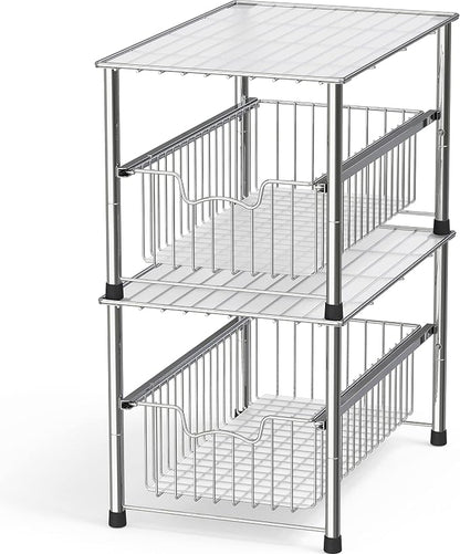 Simple Houseware Chrome Metal Stackable Storage Rack, 16.75 in L x 10.8 in W x - Image 2