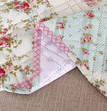 Brilliant Sunshine Pink and Green Rose Patchwork Sofa Armrest 5 Pockets - Image 5