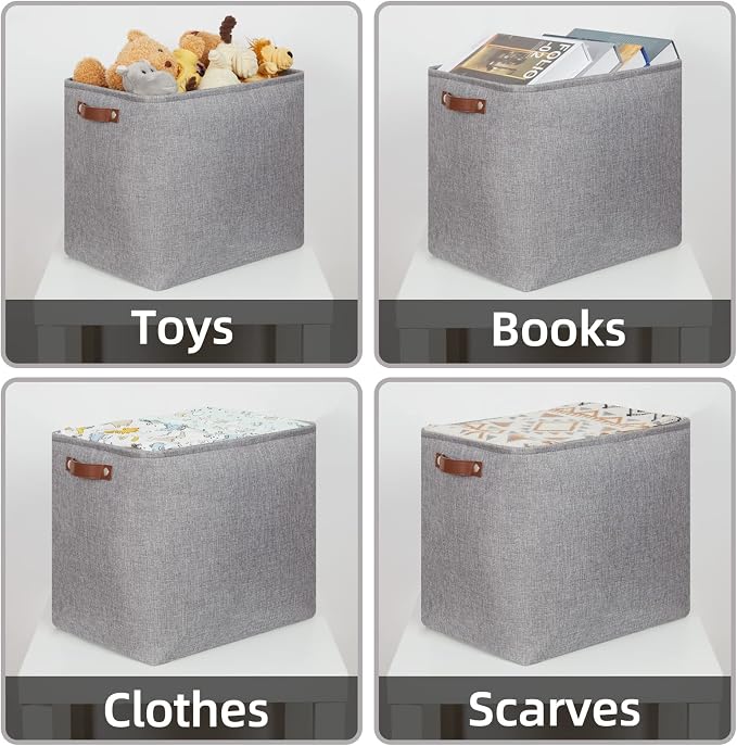 HNZIGE Tall Storage Baskets for Shelves, Rectangular Fabric Organizer - Image 3