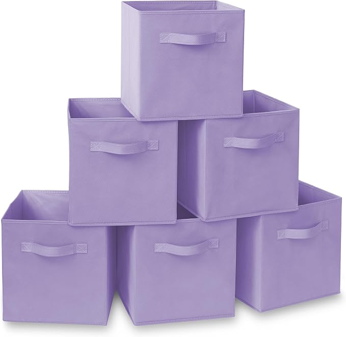 Casafield Set of 6 Collapsible Fabric Cube Storage Bins, Lavender by Casafield