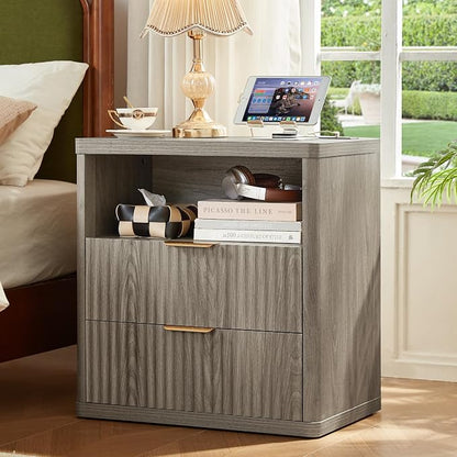 LEYAOYAO Fluted Farmhouse Nightstand Set of 2 - Image 2