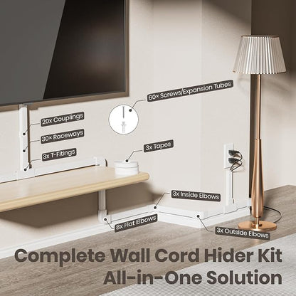 Delamu TV Cord Hider Wall, 472in Cable Hider, Cord Covers - Image 4
