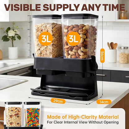 Cereal Dispenser Countertop 2 Pack, Double 3L Airtight Cereal Storage Container - Image 5