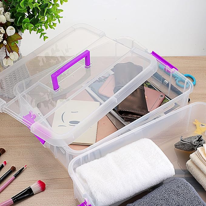 BTSKY 2 Layer Stack & Carry Box, Plastic Multipurpose Portable Storage - Image 2