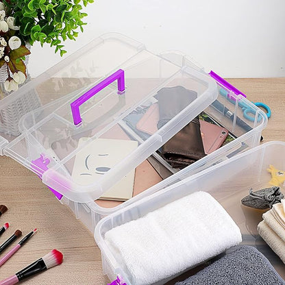 BTSKY 2 Layer Stack & Carry Box, Plastic Multipurpose Portable Storage - Image 2