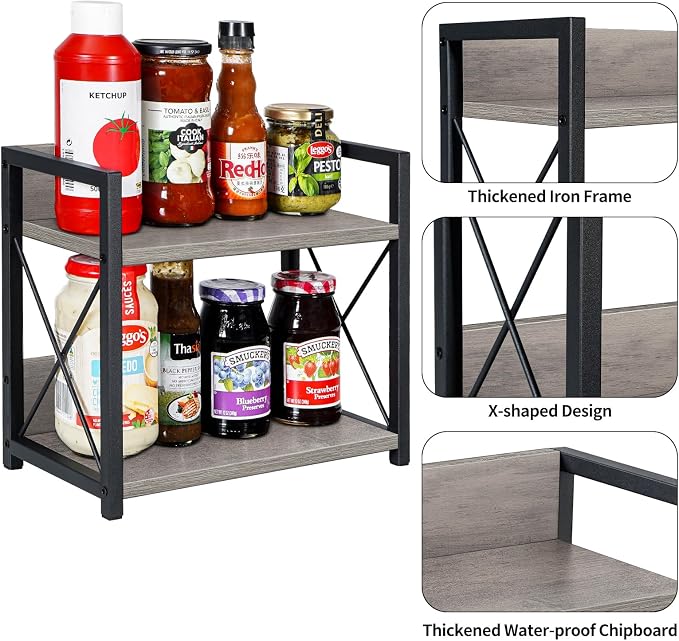 Giikin Countertop Shelf Organizer, 2 Tier Kitchen Spice Rack Organizer - Image 6