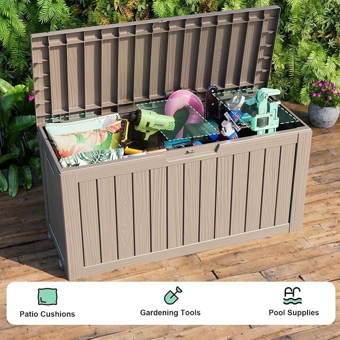 75 Gallon Waterproof Resin Deck Box, UV Resistant Outdoor Storage - Image 4