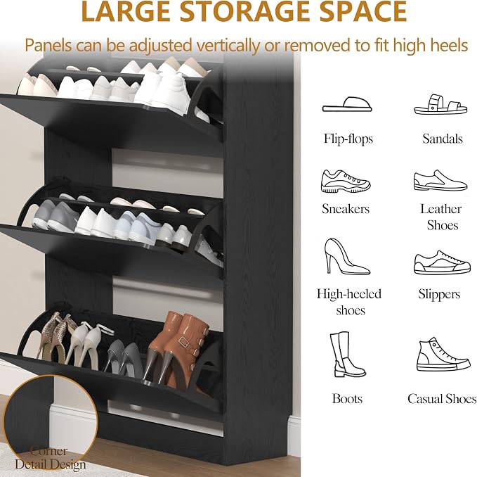 Wodeer Narrow Shoe Cabinet for Entryway, Slim Shoe Storage Cabinet - Image 4