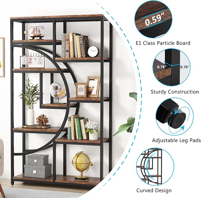 Tribesigns Industrial Bookshelf Bookcase - Image 5