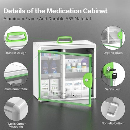 Lockable Medicine Cabinet with 5 Removable Trays, Wall Mounted & Portable - Image 3
