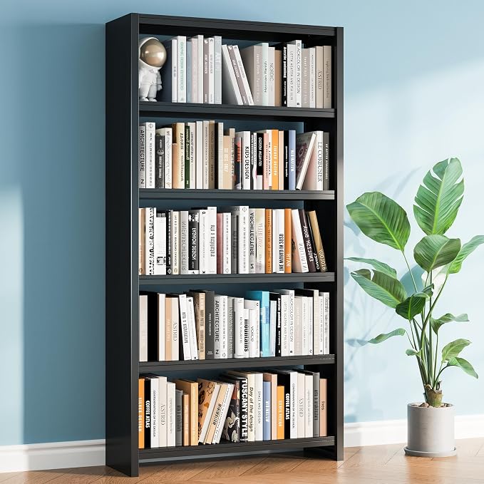 5 Tier Metal Bookshelf, Large Heavy Duty Book Shelves, Industrial Wide Book by CBNTKI