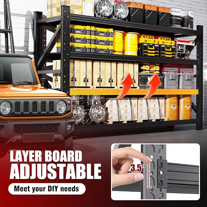 6000LBS Heavy Duty Metal Garage Shelving, 4-Tier Adjustable Storage Shelves - Image 5