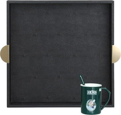 HofferRuffer Faux Leather Decorative Serving Tray, Elegant Coffee Table Ottoman - Image 8