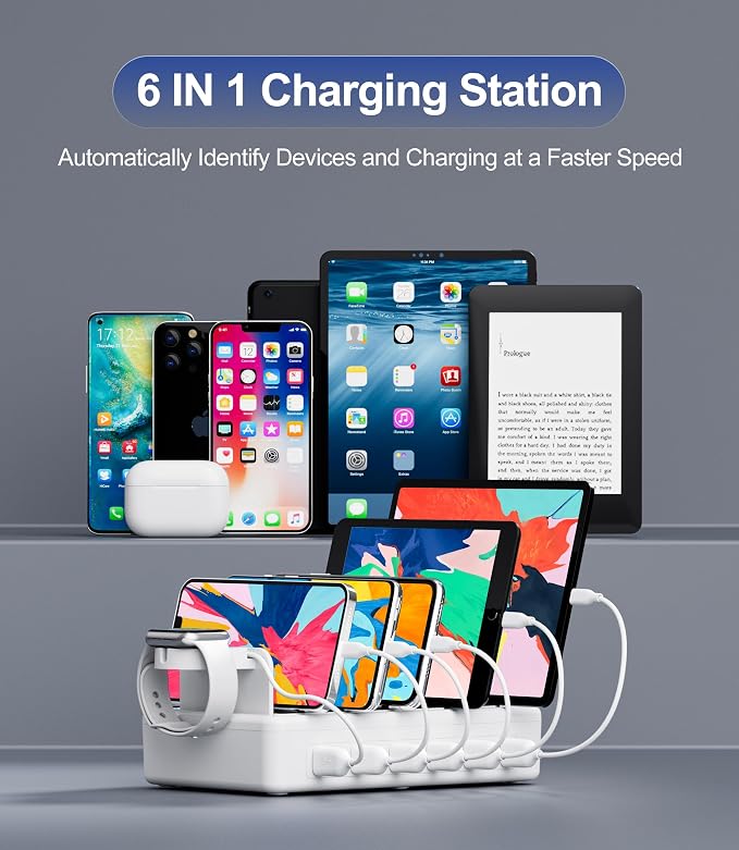 Charging Station for Multiple Devices, 6 Port 50W Fast Multi Charger Station - Image 4