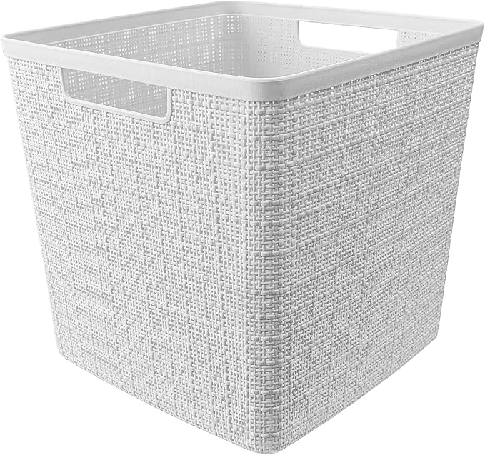 Curver Set of 4 Large Cube 17L Jute Decorative Plastic Organization and Storage - Image 3