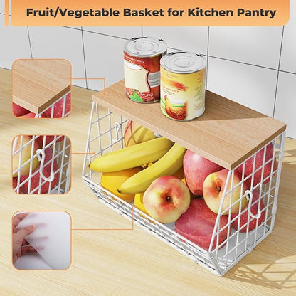White Fruit Bowl Wire Basket Storage Pantry Fruit and Vegetable Storage Fruit - Image 3