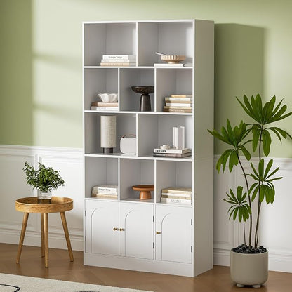 71" Tall Bookshelf with 10 Cubes and 3 Doors, 4-Tier Bookshelf, Open Shelf - Image 4