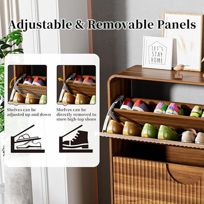 Slim Shoe Storage Cabinet for Entryway, Narrow Shoe Cabinet - Image 9