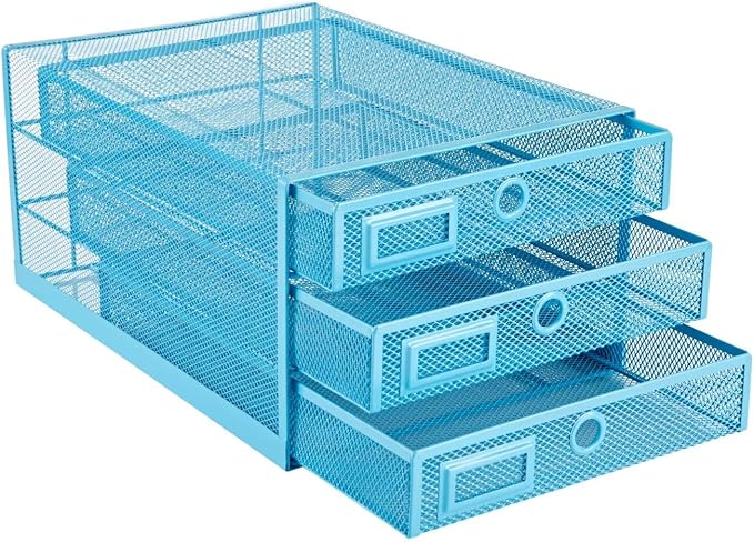 Annova Desk Organizer Wire Mesh 3 Tier Sliding Drawers Paper - Image 6