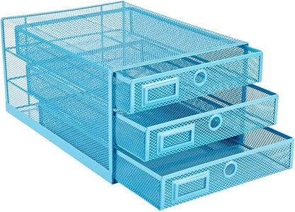 Annova Desk Organizer Wire Mesh 3 Tier Sliding Drawers Paper - Image 6