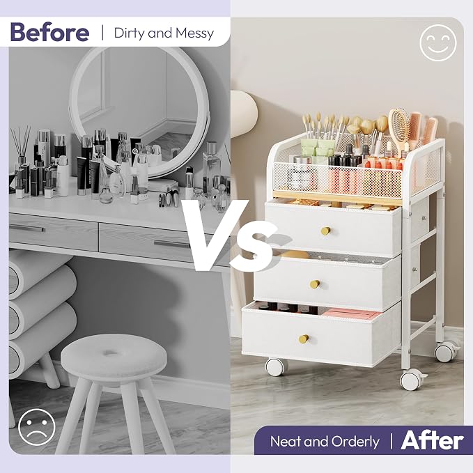 SWTYMIKI Rolling Makeup Organizer Cart - Image 3