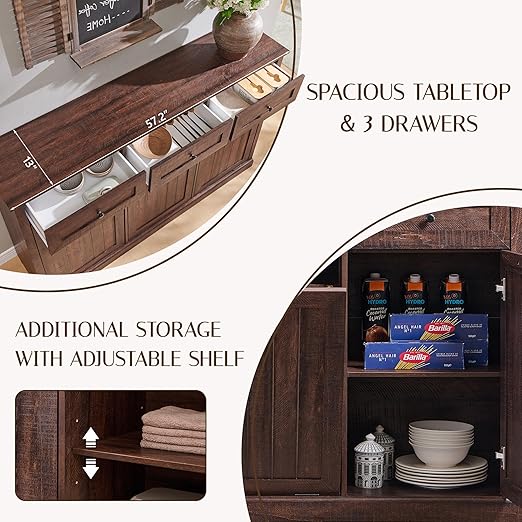 Triple Tilt Out Trash Can Cabinet, 20 Gallon Farmhouse Laundry Hamper Cabinet - Image 3
