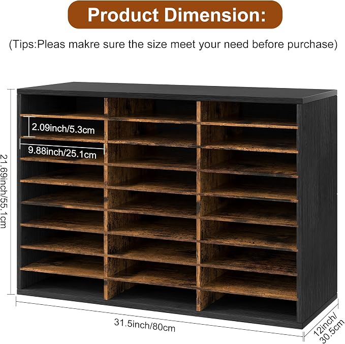 Literature Organizer 27 Slots Wooden Mailboxes - Image 2