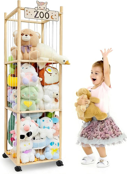 Stuffed Animal Storage Organizer, 55In Large Wooden Zoo Toy Storage Holder by Unknown