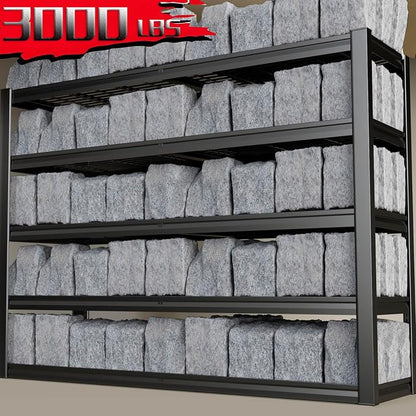 68" Wide Heavy Duty Garage Shelving Units, 5-Tier Deep Storage Shelves - Image 4