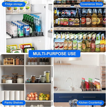 6 Rows Black Drink Organizer for Fridge, 3rd Gen Refrigerator Organizers and - Image 6