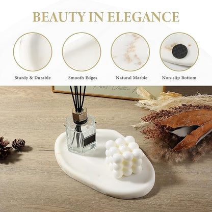 Koville Luxurious White Marble Vanity Tray, Cloud Shape Serving Stone Key Tray - Image 2