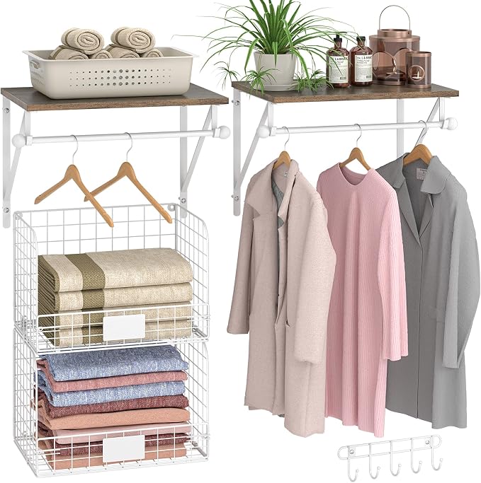 DAOUTIME 2 Set Laundry Room Wall Mounted Shelves by DAOUTIME