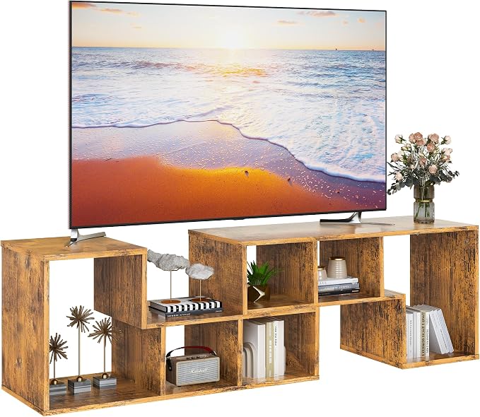 Recaceik Cube Bookshelf 2 Shelf Bookcase L-Shaped TV Console Stand Modern - Image 8
