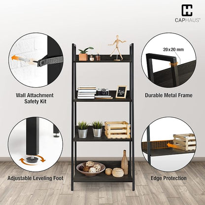 CAPHAUS 4 Tier Ladder Bookshelf, 24 Inch Width Free Standing Shelf, Bookcase - Image 5