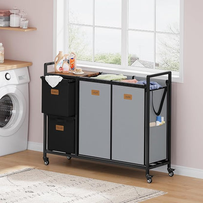 Hoctieon 4 Section Laundry Cart, 48 Gal. Laundry Hamper - Image 2