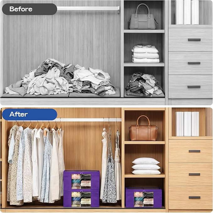 Clothes Storage Bags, Foldable Thick Fabric Blanket Storage Bags, Large Clear - Image 7