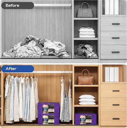 Clothes Storage Bags, Foldable Thick Fabric Blanket Storage Bags, Large Clear - Image 7