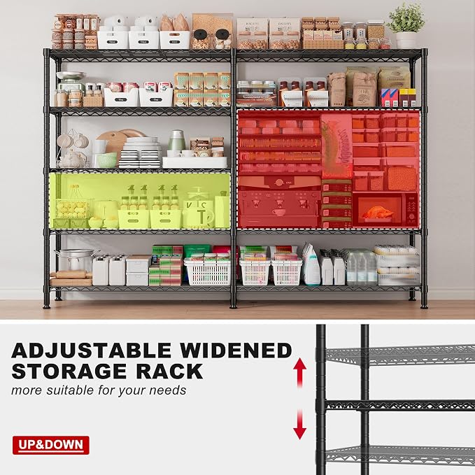 REIBII 70" W Storage Shelves Load 1600LBS, Metal Shelving 5-Tier Wire Shelving - Image 8